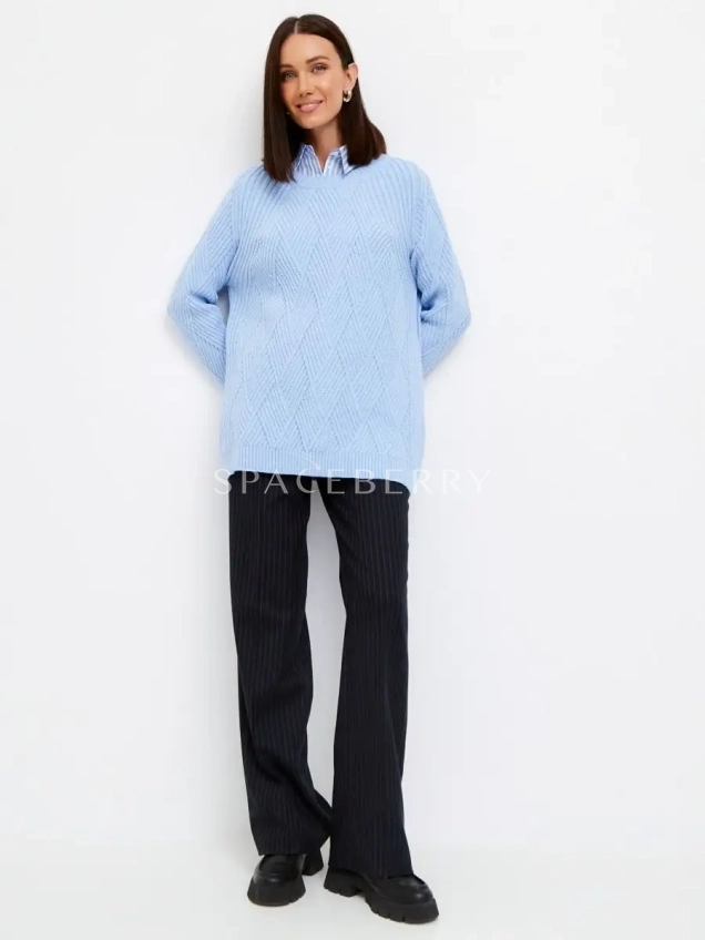 Женский вязаный свитер оверсайз, джемпер